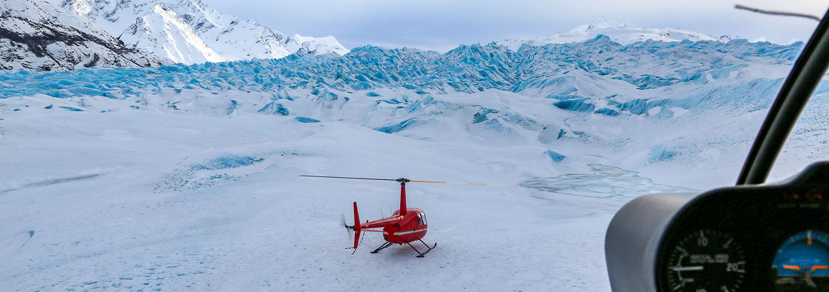 Helicopter on glacier