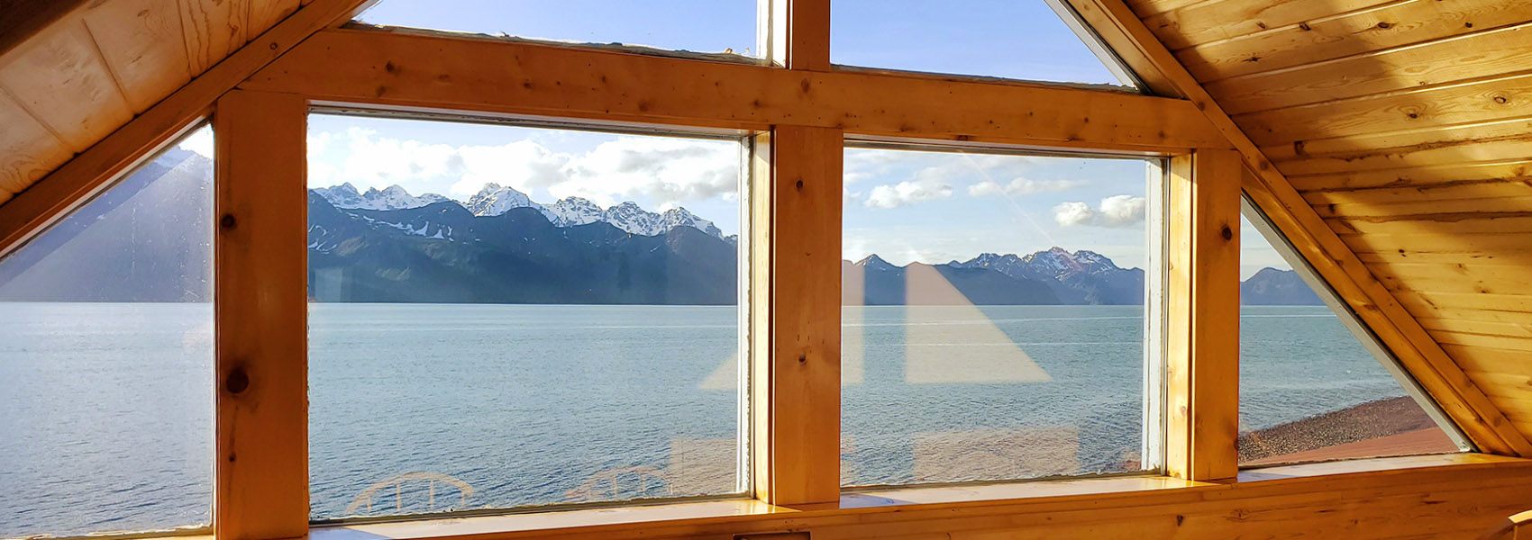 view of mountains through window